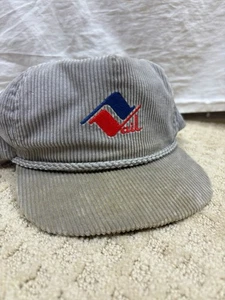 Cappello vintage anni 80 90 Vail Colorado stazione sciistica imperiale velluto a coste grigio cinturino corda - Foto 1 di 11
