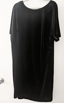 Vestido para mujer ASOS negro terciopelo manga drapeada espalda en V fiesta cóctel talla 18 Foto 1 de 4