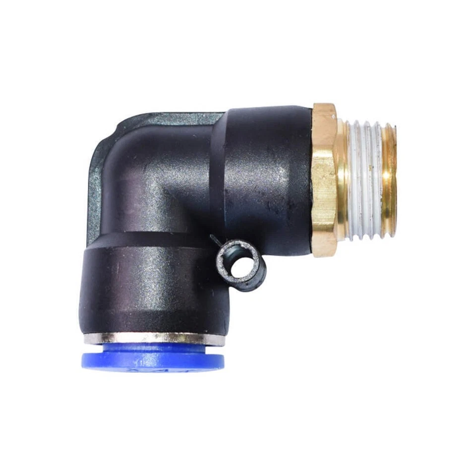 Raccordo rapido a gomito in plastica e vite in metallo fi 14 con 1/2 - Immagine 1 di 1