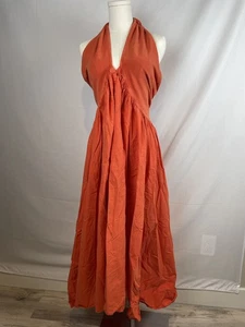 Maxi Vestido Falda Halter Free People FP BEACH NARANJA Convertible Boho Fluido XS - Imagen 1 de 13