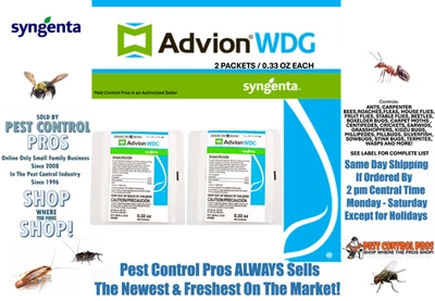2 пакета Advion WDG инсектицид уничтожитель насекомых муравьев тараканов блох вонючих жуков и т. д. - Изображение 1 из 4
