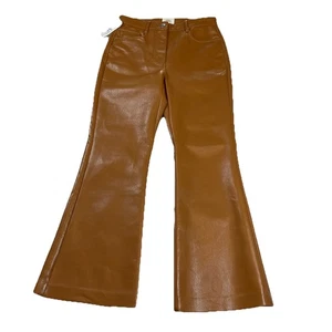 ARITZIA WILFRED Melina Kick Flare Pants Rich Chestnut NWT Faux Leather Size 0 - Bild 1 von 6