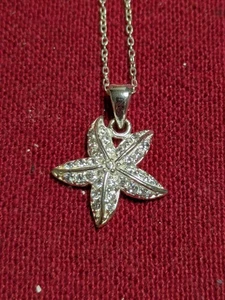 Rhodium über Sterlingsilber Kristall Seestern Halskette 18" Kette - Bild 1 von 3