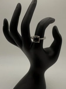 David Yurman 7 mm zierlicher Chatelaine pavefarbener Zargenring mit schwarzem Onyx und Diamanten - Bild 1 von 6