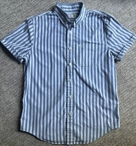 Abercrombie & Fitch Hombre’s M Mediano Azul Blanco Rayas Abotonadas Manga Corta - Imagen 1 de 6