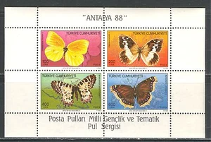 TURKEY 1988, BUTTERFLY, Scott 2424a, SOUVENIR SHEET, MNH - Picture 1 of 1