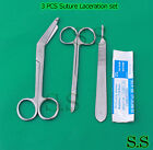 3 Pcs Laceration Kit Stitch 4.5" +Scissors 5.5"+ Scalpel Handle #3 + Blade #11