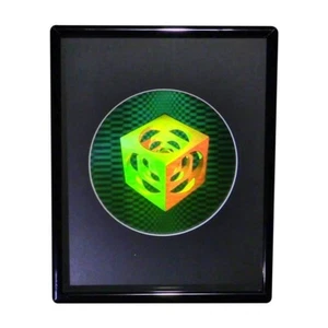 3D Cubes within Cubes Hologram Picture FRAMED, Collectible EMBOSSED Type Film - Picture 1 of 7