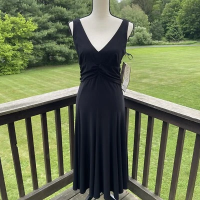 ELIZA J Little Black Dress Fit Flare Cocktail Formal Ruching Classic lbd nwt 10 - Image 1 of 4