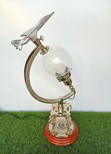 Vintage Style Table Lamp Desktop Light Lion Base Nautical Compass Glass Ball LED