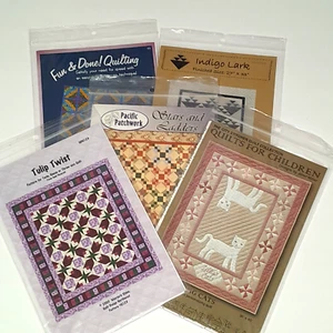Mixed Lot 5 Quilt Patterns Size Twin Queen Throws Table Topper Various Designs - Picture 1 of 11