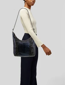 GUCCI Large Exotic Blue Python Leather Tote Hobo Metallic Purse AUTHENTIC - Picture 1 of 6
