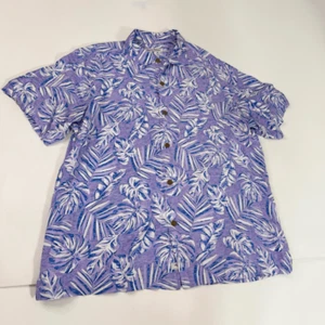 Tommy Bahama Hemd Herren Large Lila Leinen Blumen Hawaii Knopfleiste Tropical - Bild 1 von 11