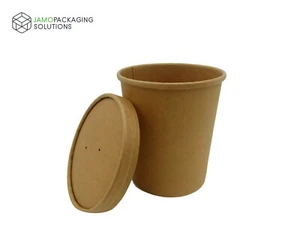Kraftpapier Öko Look Suppentasse mit belüftetem Deckel zum Mitnehmen heiße Speisen Mikrowelle - Bild 1 von 6