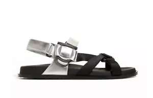 Salvatore Ferragamo $650 Aja Strappy Sporty Flat Sandals Silver Women's US 6 - Picture 1 of 6