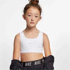 Nike Girl's Pro Solid Sports Bra White Size S, M - Picture 1 of 4