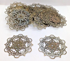 Lot of 30 Metal Fillagree Baroque Notions 'Mandala Pendants' Jewelry Arts Crafts - Picture 1 of 6