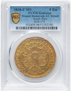 1838 Cuzco South Peru 8 escudos PCGS AU About Uncirculated - Picture 1 of 2