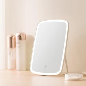 (NEW) Rechargeable Touch Screen Tabletop LED Makeup Mirror, Portable PINK - Picture 1 of 7