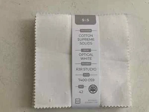 Cotton Supreme Solids Optical White Quilting Fabric 5" Charm Pack, 42 pcs - Picture 1 of 1