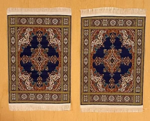 Dollhouse Miniature Silk Carpet Rugs Set of 2 Multicolor 4 x 6.5 - Picture 1 of 6
