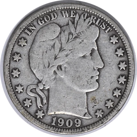 1909 Barber Silver Half Dollar VF Uncertified #235 Cover