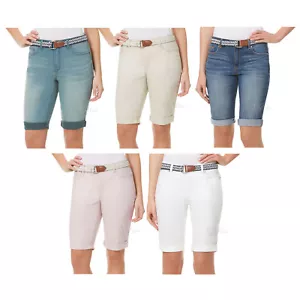 Neu mit Etikett Bandolino Damen Riley makellose Stretch-Stylist-Bermuda-Kurzhose mit Gürtel - Bild 1 von 14