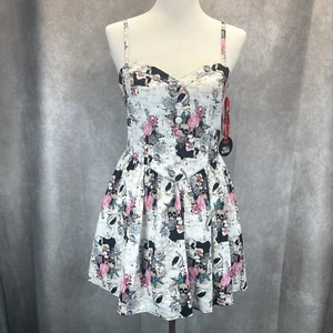 Hell Bunny Eden Dress Women Sz L Fit & Flare Hot Topic New w/Tags Flamingo Skull - Picture 1 of 9