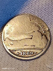 ESPAÑA 1 peseta,1869 GOBIERNO PROVISIONAL km#652 "MS""M" PLATA 835 4.575gr. FOTO - Imagen 1 de 4