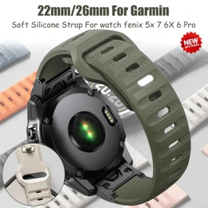 Silicone Band For Garmin Fenix 7/7X 6/6X 5/5X Plus Epix Pro QuickFit Watch Strap - Picture 1 of 24