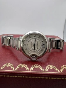 Cartier Ballon Bleu misura media 33 mm quadrante diamantato di fabbrica WE902074 cofanetto - Foto 1 di 14
