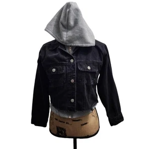 Cisono Jacke Damen Größe Small schwarz Denim mit Hoodie Knopfleiste Street Style - Bild 1 von 5