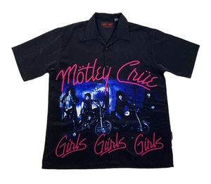 Dragonfly Motley Crue Button Up Shirt Girls, Girls, Girls Glam Metal Band LARGE - Picture 1 of 5