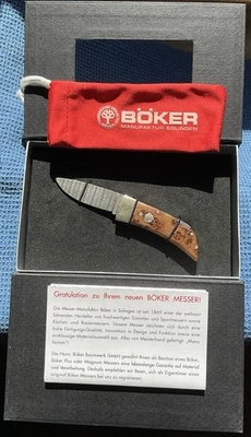 Cuchillo Boker Raro Damasco Plegable Bolsillo Certificado de Autenticidad Manfred Sachse Foto 1 de 4