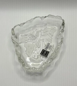 New! Mikasa Crystal Frosted Glass "Angel Music" Dish Germany 7.75” Christmas - Picture 1 of 3