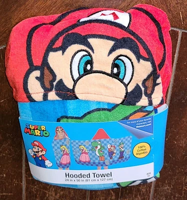 Toalla con capucha 100 % algodón SUPER MARIO 24" X 50" #H555Q Foto 1 de 2