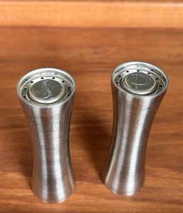 Vintage Mid Century Modern Stainless Steel Foley Salt & Pepper Shakers 3.5” - Picture 1 of 3