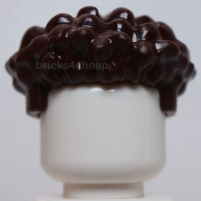 Lego Minifigura Marrón Oscuro Cabello Masculino Enrollado con Lados Rectos Cortos Foto 1 de 3