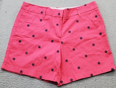 British Khaki Chino Shorts Women's 8 Multi Geometric Cotton Stretch Slash Pocket - Image 1 of 4