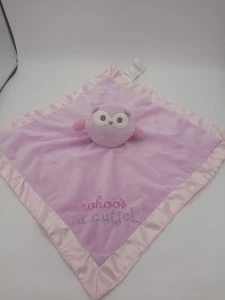 Stepping Stones "Whoo's a Cutie" Pink Owl Baby Security Blanket Lovey Satin Trim - Picture 1 of 11