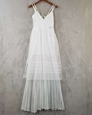 Marciano Guess Maxi Dress Women Small White Layered Lace Pleated Tulle Occasion - Image 1 of 4