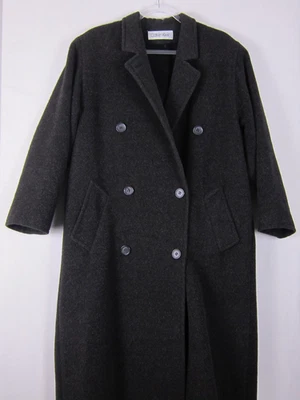 Sobretudo Calvin Klein Feminino Lã Merino Tamanho 6 Preto Peito Duplo Vintage - Imagem 1 de 4