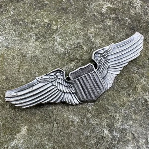 ORIGINAL WWII WW2 US AAF Army Air Corps 3-Inch Pin Back Pilot Wing By Amcraft - Picture 1 of 3