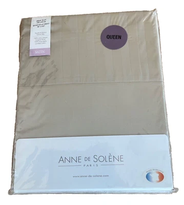 Anne de Solene~Sábana plana Queen~DISCRECIÓN~100% ALGODÓN SATINADO~HECHO EN FRANCIA~NUEVO CON ETIQUETAS Foto 1 de 4