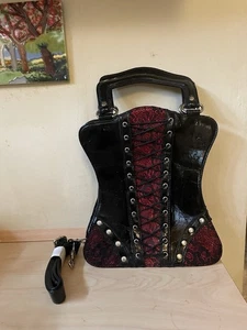 Vintage Living Dead Souls Red And Black Corset Bag - Picture 1 of 5