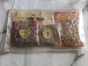 Vintage Jerusalem - Blumen Boden Kruzifix Perlen aus dem Heiligen Land 80er Jahre Souvenir - Bild 1 von 6