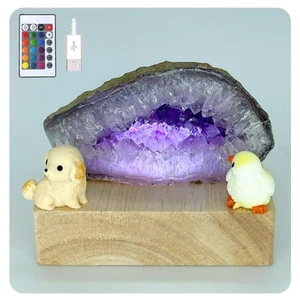 Natural Amethyst/White Crystal Geodes Calming Lamp and Agate Geode Conscious ... - Picture 1 of 6