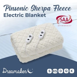 Dreamaker Pinsonic Sherpa Fleece Electric Blanket Winter Warmer Fully Fitted - Picture 1 of 49