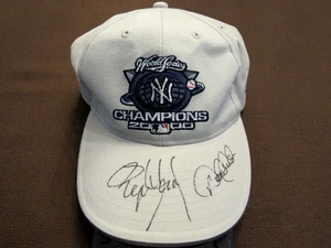 DEREK JETER ROGER CLEMENS 2000 WSC NY YANKEES SIGNED AUTO NEW ERA CAP JSA BEAUTY - Picture 1 of 5