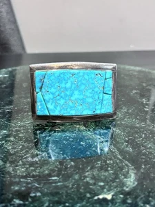 Michael Garcia Na Na Ping Sterling Silver & Turquoise Inlay Buckle| Navajo Art - Picture 1 of 13